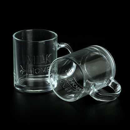 Yatelan Model 8012A Milk-Themed Glass Cup with Handle (336ml) M.17