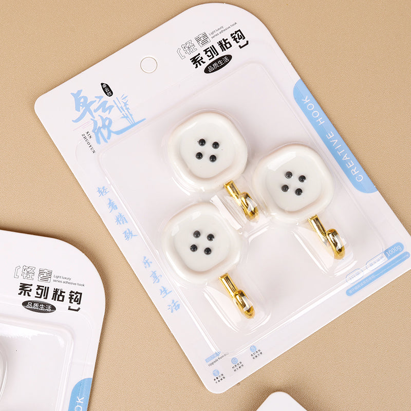 Zhuoyunxin Model 5626 Adhesive Hooks - 3 Pcs Button Design M.16