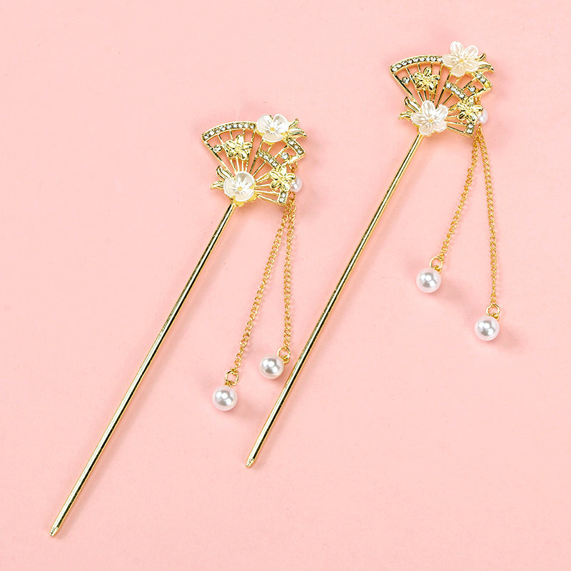 M42 Fan-shaped Tassel Hair Pin with Neo-Chinese Style