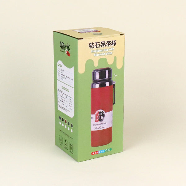 800ml Diamond Textured Lanyard Vacuum Thermal Insulated Mug - Model QXSD5320 M.26 JPDB