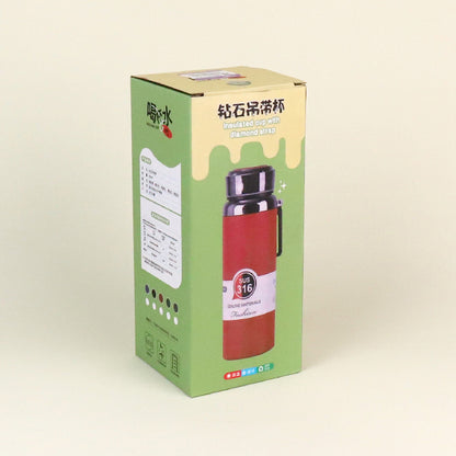 800ml Diamond Textured Lanyard Vacuum Thermal Insulated Mug - Model QXSD5320 M.26 JPDB