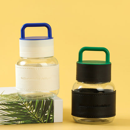 Chubby Glass Cup with Leather Sleeve and Carry Strap (Model 105) M.17