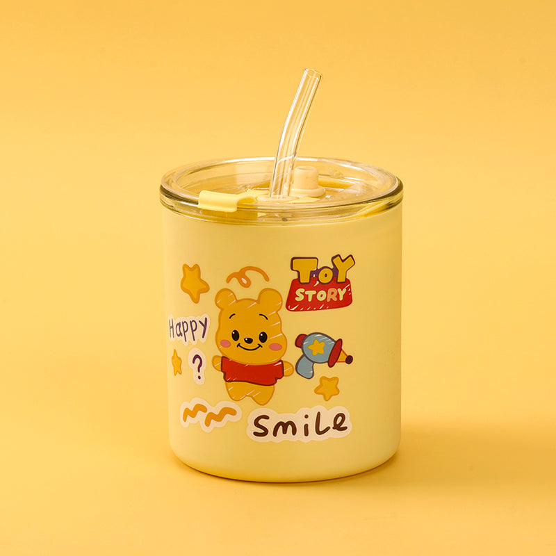 Lotso Straw Glass Tumbler (420ml Random Flower Patterns) M.17