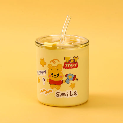 Lotso Straw Glass Tumbler (420ml Random Flower Patterns) M.17