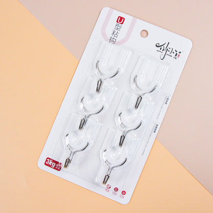Qiaoxiaoya Model 9102 Adhesive Hooks - 6 Pcs U-Shaped Type M.16