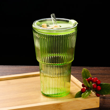 Ribbed Juice Glass with Straw (450ml) M.17