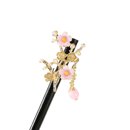 M42 Hair Pin with Wooden Cherry Blossom & Tassel Details