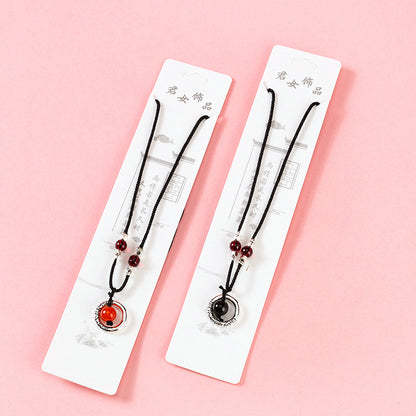 Love - bean Peace Amulet Black - cord Necklace M.43