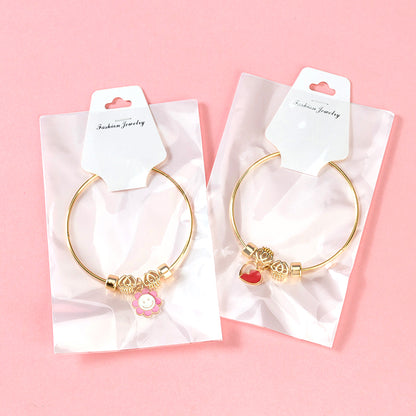 Gold Double Crown Pendant Bangle  M.43