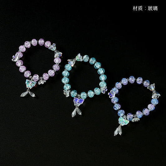 Cracked Abacus Bead Iridescent Butterfly Bracelet  M.43