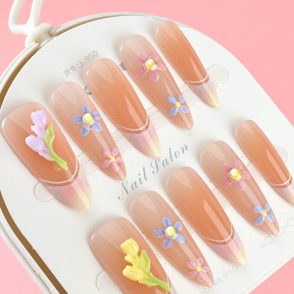 950 Feather Falling and Flower Blooming Semi-Circular Box Fake Nails M.52