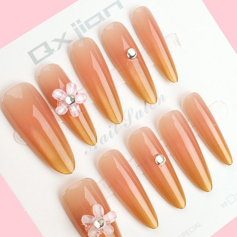 945 Warm-toned Shattered Diamond Fake Nails M.52