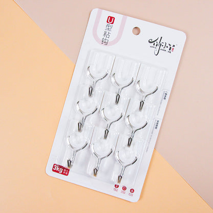 Qiaoxiaoya Model 9101 Adhesive Hooks - 9 Pcs U-Shaped Type M.16