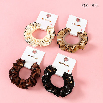 M42 boxed milk tea-colored printed lace hair ties