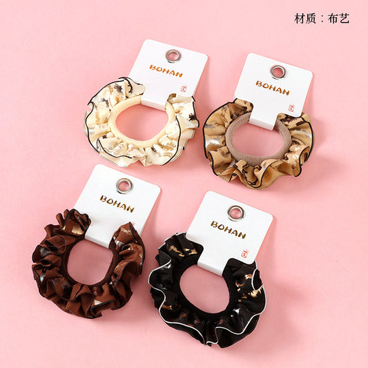 M42 boxed milk tea-colored printed lace hair ties