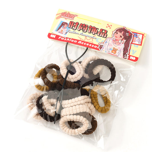 M42 MXM-117 Coffee-colored Terry Cloth Hair Ties + Hair Bun Makers (20 Pieces)