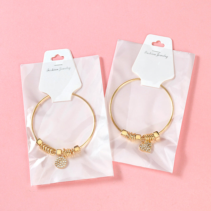 Gold Multi-Circle Full-Diamond Pendant Bangle  M.43