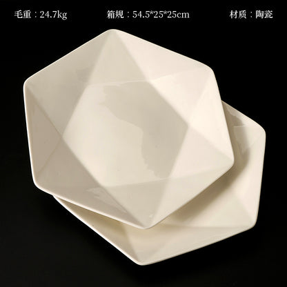 9 - inch White Hexagonal Flat Plate (Qualified Product) M.66 JPDB