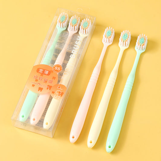 0522 Mountain - Shaped Convex Toothbrush 3 - Pack Soft Bristles Adult Oral Care M.14