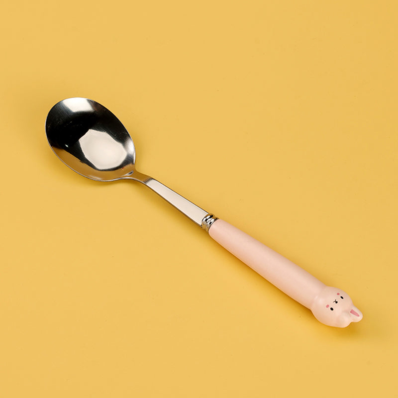 HSA-11 Lop-Eared Rabbit Ceramic Handle No.2 Round Spoon M.66