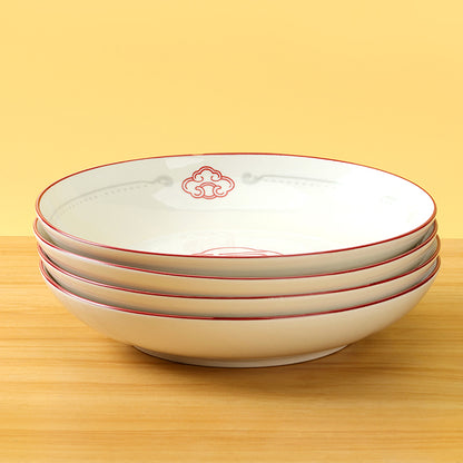 Mingxin 8 - inch Ruyi - shaped Plate (with the Pattern of Five Blessings Descending upon the House) M.66 JPDB