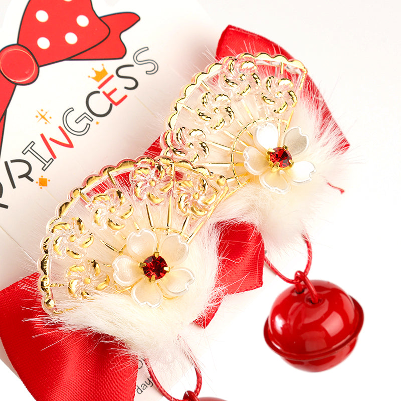 M42 Boxed Red Fan-Shaped Bow Tie Duck Clip Pair with Bells