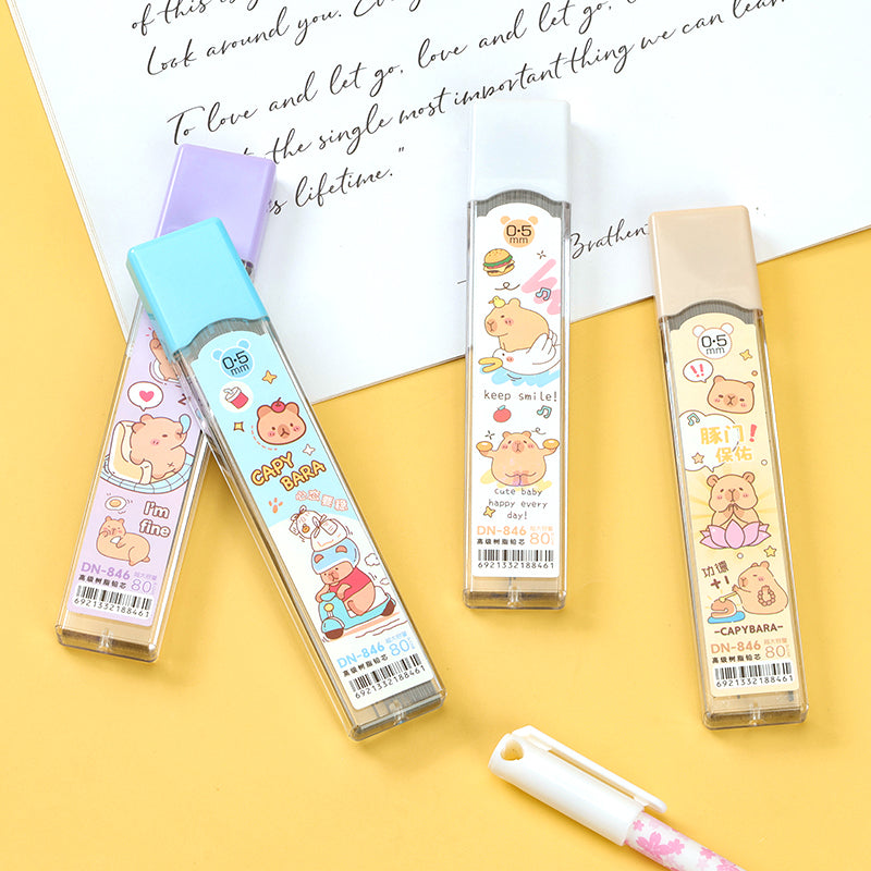 Cute Capybara 0.5mm Pencil Refills 846 Model 80pcs Break-Resistant Student Writing Supplies M.82