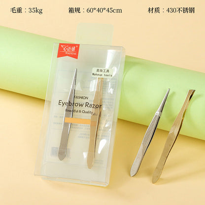 A box containing a set of two eyebrow tweezers M.50
