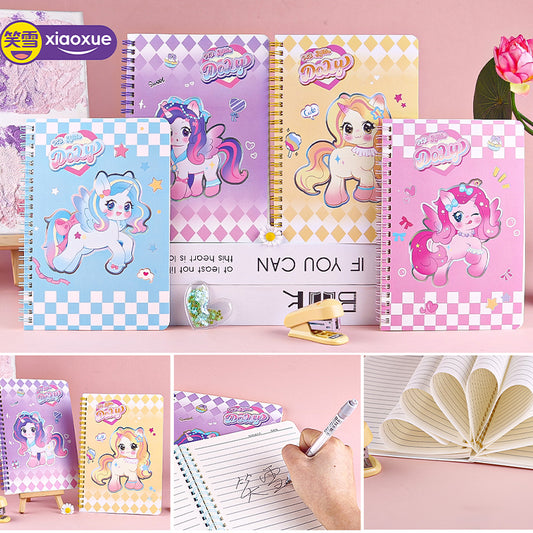 Premium XX-2599 Cute Pony 25K Silver Hot-Stamped Spiral Notebook M.81