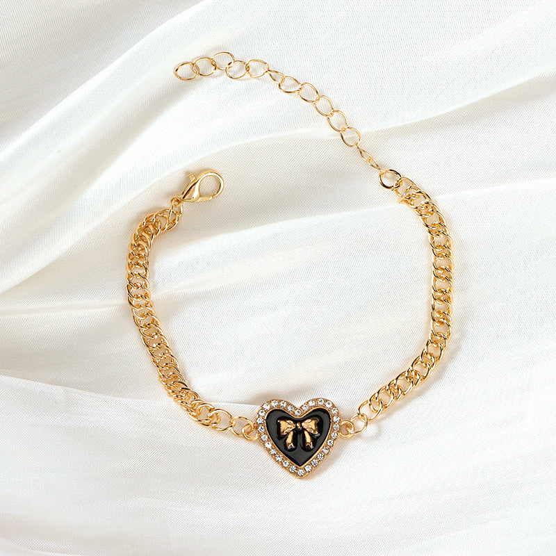 Diamond-Accented Heart Bow Bracelet  M.43