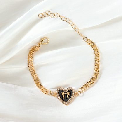 Diamond-Accented Heart Bow Bracelet  M.43