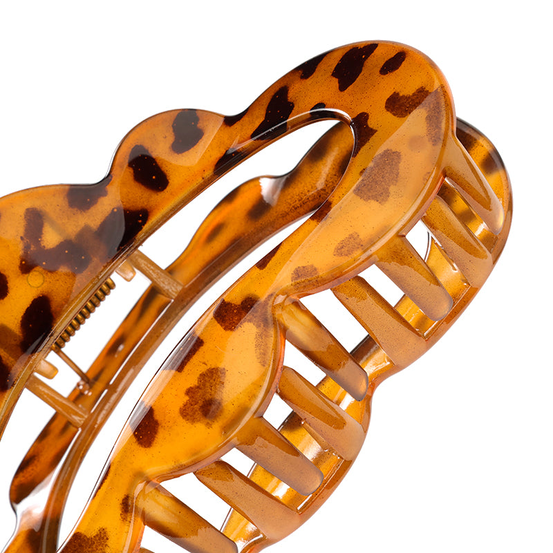 M42 4.72 Inch Large Hair Claw with Leopard Print Cloud Design