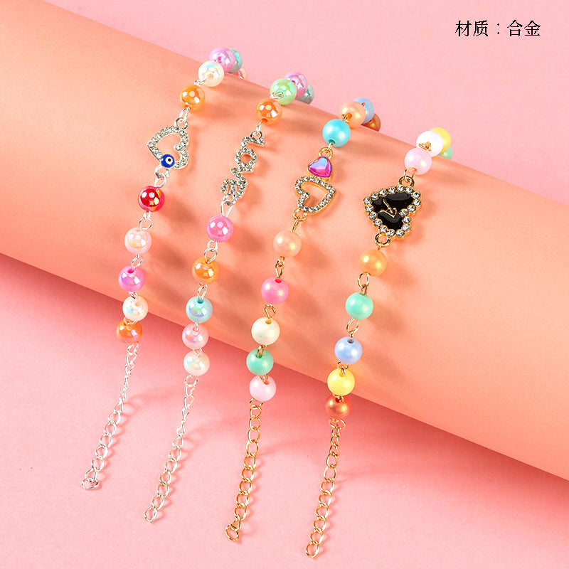 Colored Beads and Diamond Bracelet  M.43