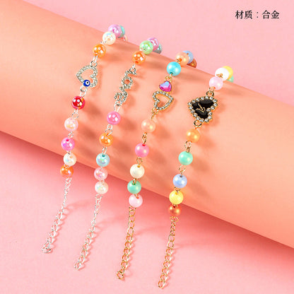 Colored Beads and Diamond Bracelet  M.43