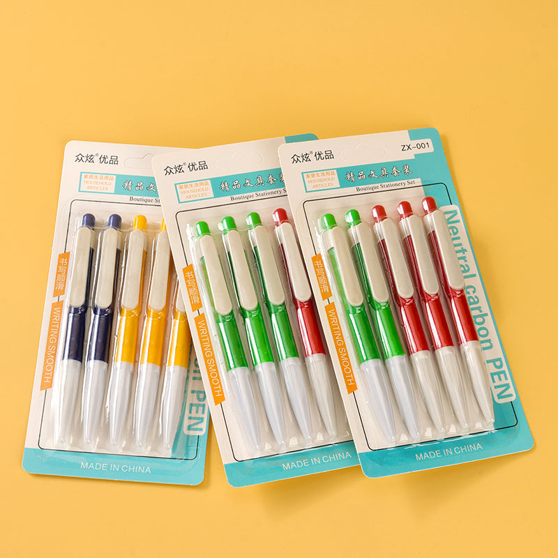 Bolígrafo Zhongxuan ZX001 (5 unidades), tinta de secado rápido de 0,5 mm, multicolor/monocromo, para oficina y escuela, M.82
