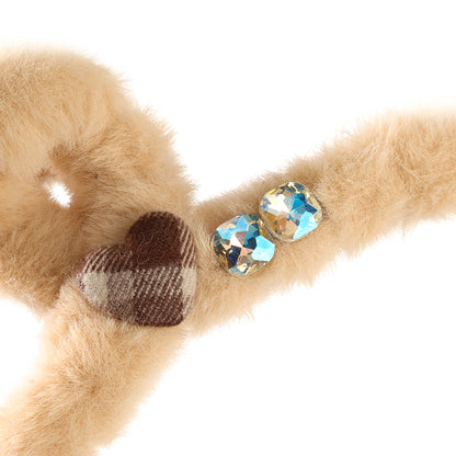 M42 5.1 Inch Furry Big Paw with Heart - shaped Rhinestones