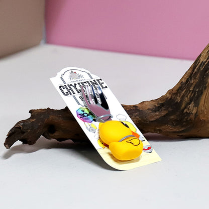 TF - 2122 304 Stainless Steel Kids' Little Yellow Duck Fork & Spoon Set M.66 JPDB