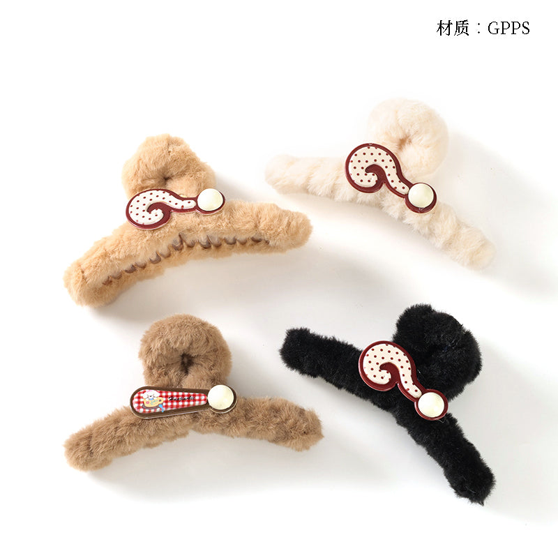 M42 5.12 Inch Large Hair Claw with Funny Resin Accessory & Furry Texture