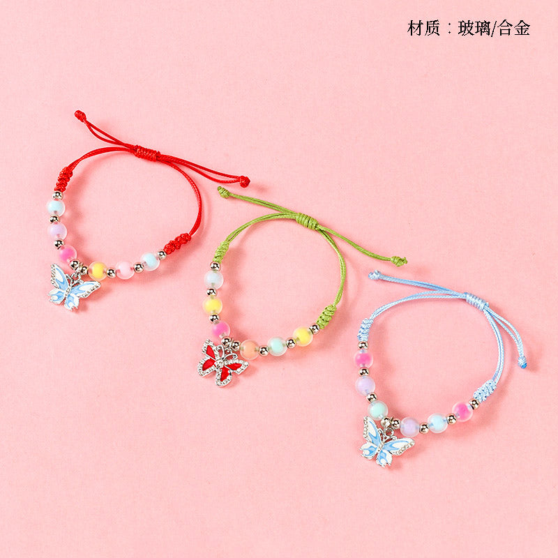 Frosted Bead Pendant Braid Bracelet  M.43