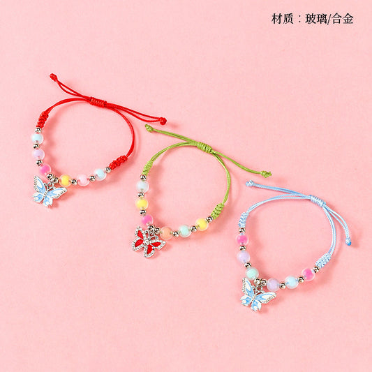 Frosted Bead Pendant Braid Bracelet  M.43