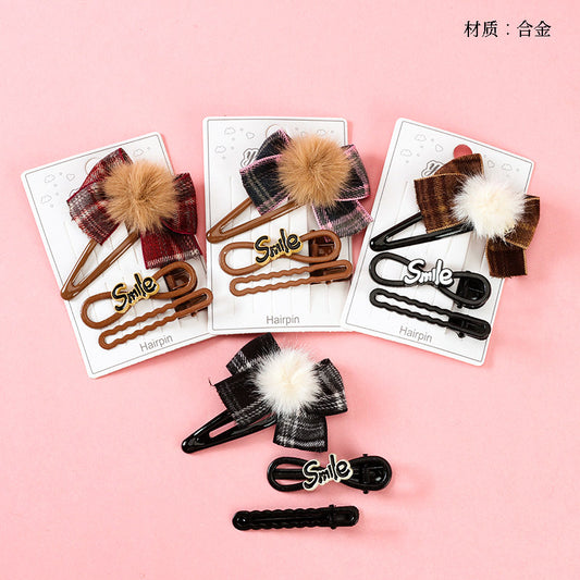 M42 Set of Bow - tie and Pom - pom Bobby Pins in a Box