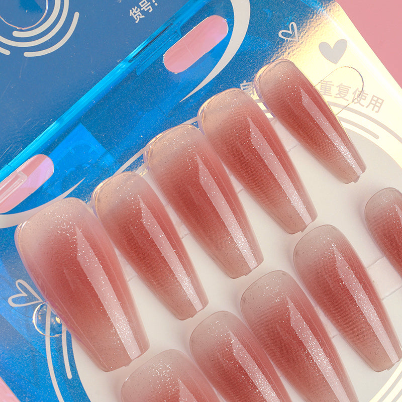 970 French Cat Eye Long Fake Nails M.52