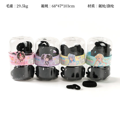 M42 MXM - 132 Black Terry Cloth Hair Ties Combo in a Double - layer Bottle (8 + 30 Pieces)