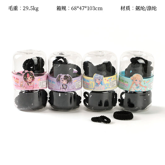 M42 MXM - 132 Black Terry Cloth Hair Ties Combo in a Double - layer Bottle (8 + 30 Pieces)