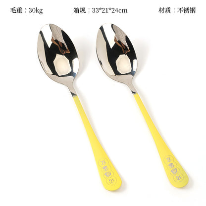 Thick Smooth-Handle Color-Plated Silver All-Purpose No.1 Pointed Spoon M.66