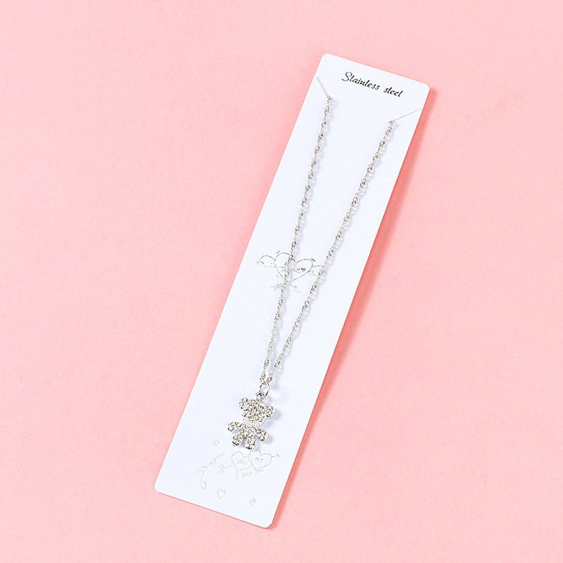 All-Diamond Bear Necklace M.43