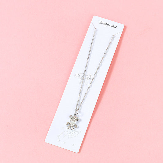 All-Diamond Bear Necklace M.43