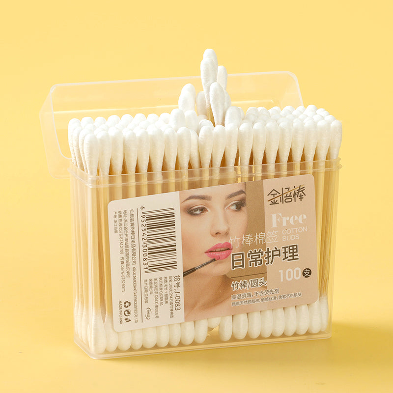 M.27-J-0083 Stereo Square Bamboo Stick Cotton Swabs 100 Pieces