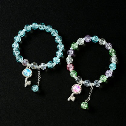 Cracked Bead Diamond-Accented Key Bracelet  M.43