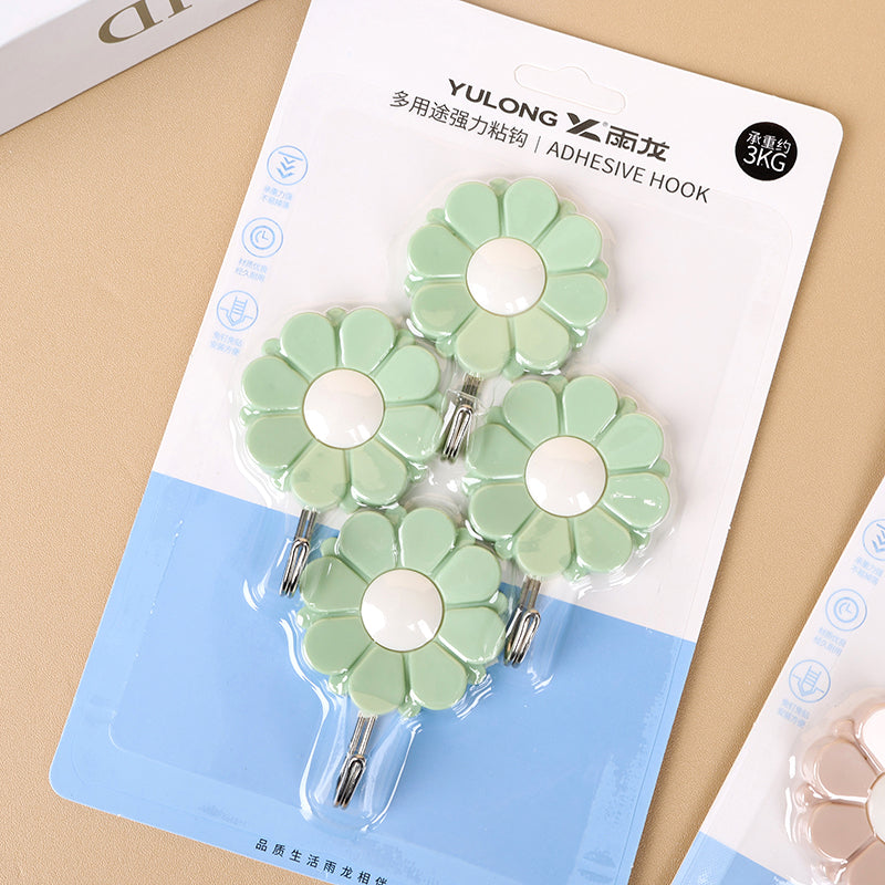 Yulong Model 8064 Adhesive Hooks - 4 Pcs Chrysanthemum Design M.16